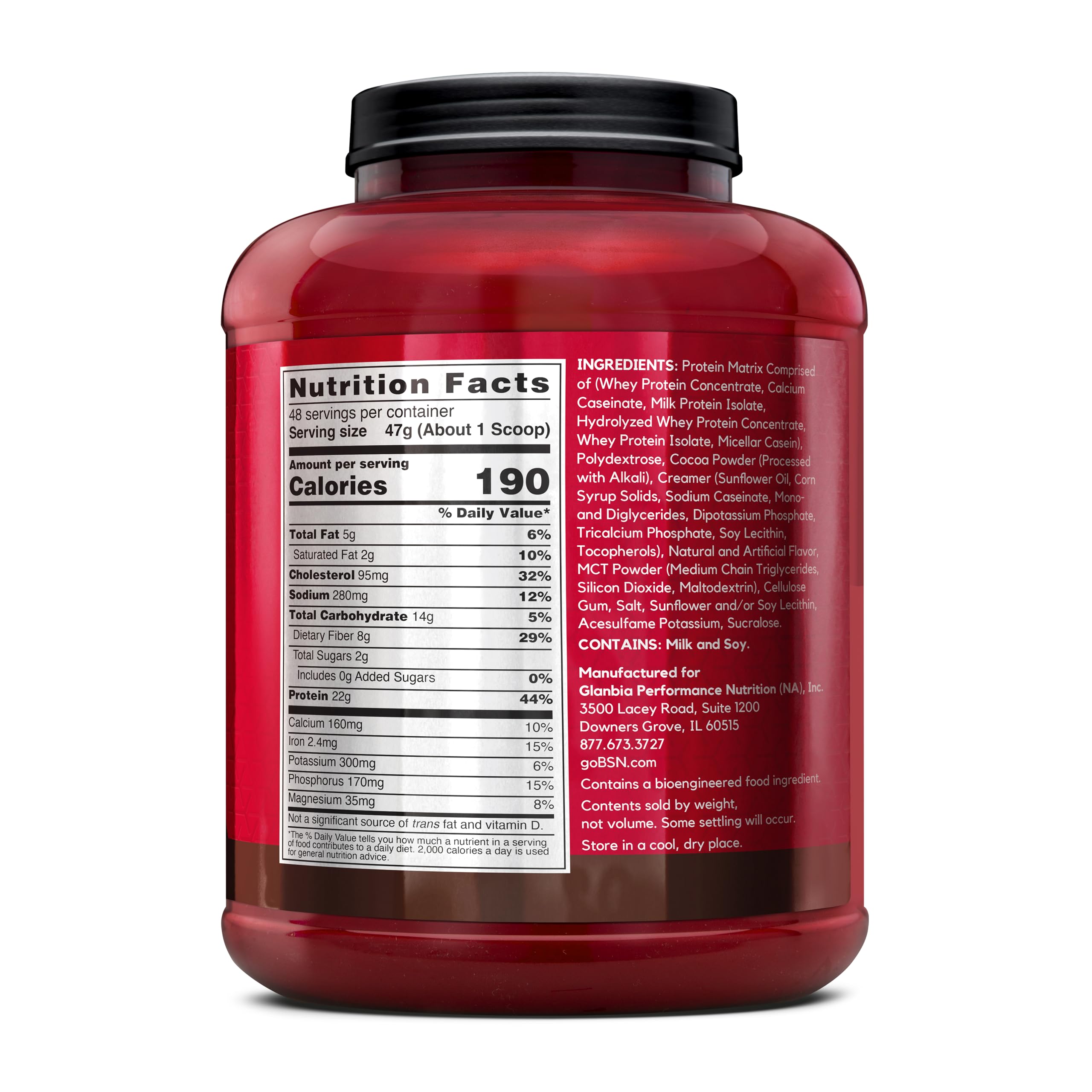 BSN SYNTHA-6 label close-up, flavor technology promise.