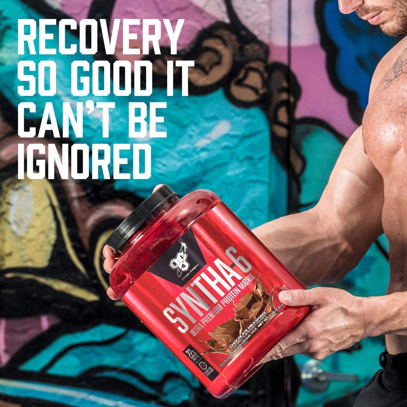 BSN SYNTA-6 label on tub highlights flavor technology.