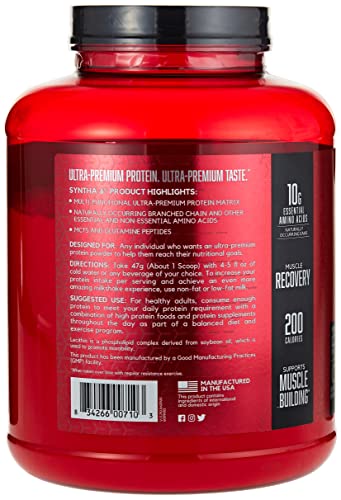 BSN SYNTHA-6 whey protein matrix showcases complete protein blend for muscle support.