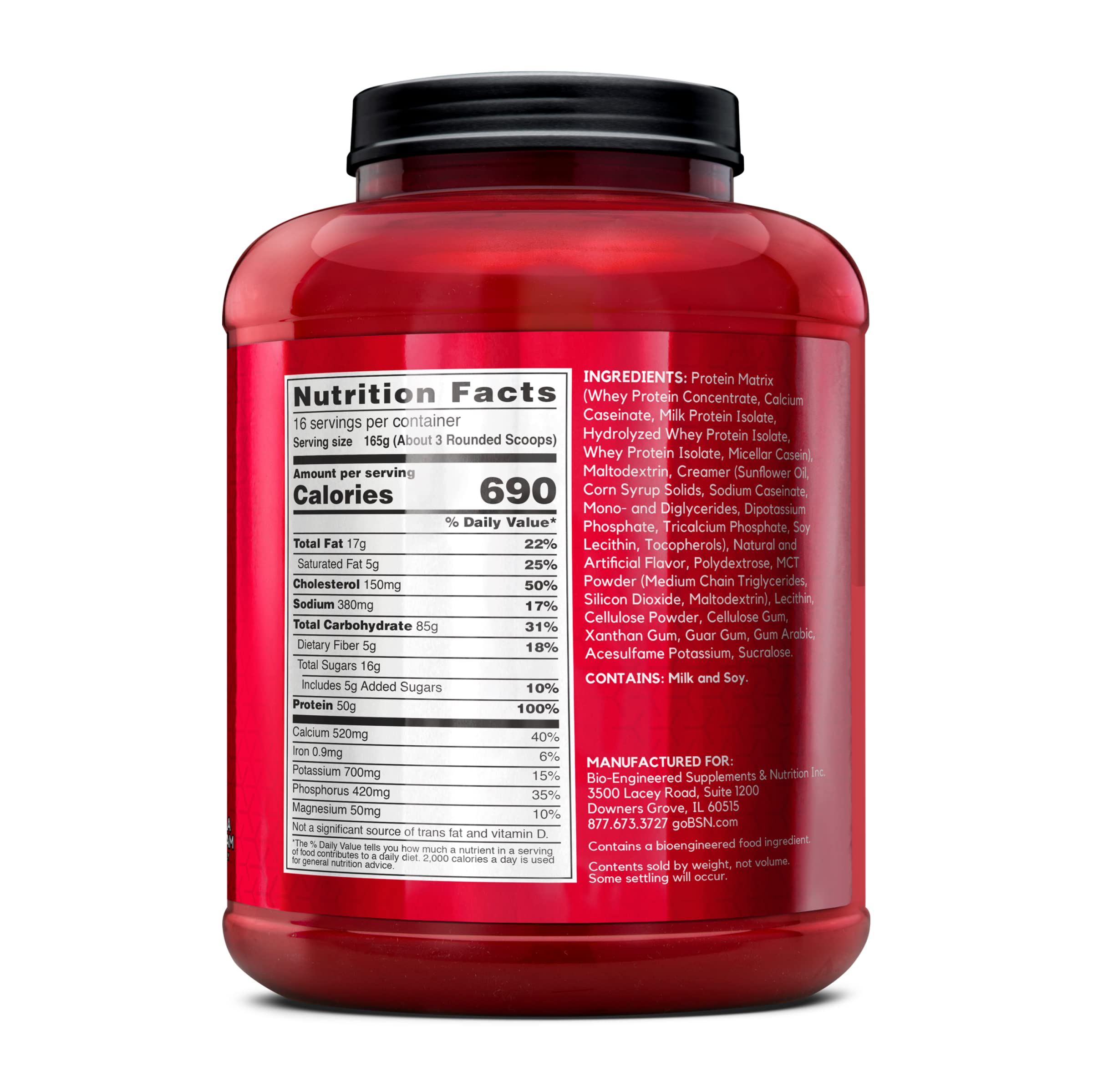 BSN TRUE-MASS container label close-up for premium mass gainer
