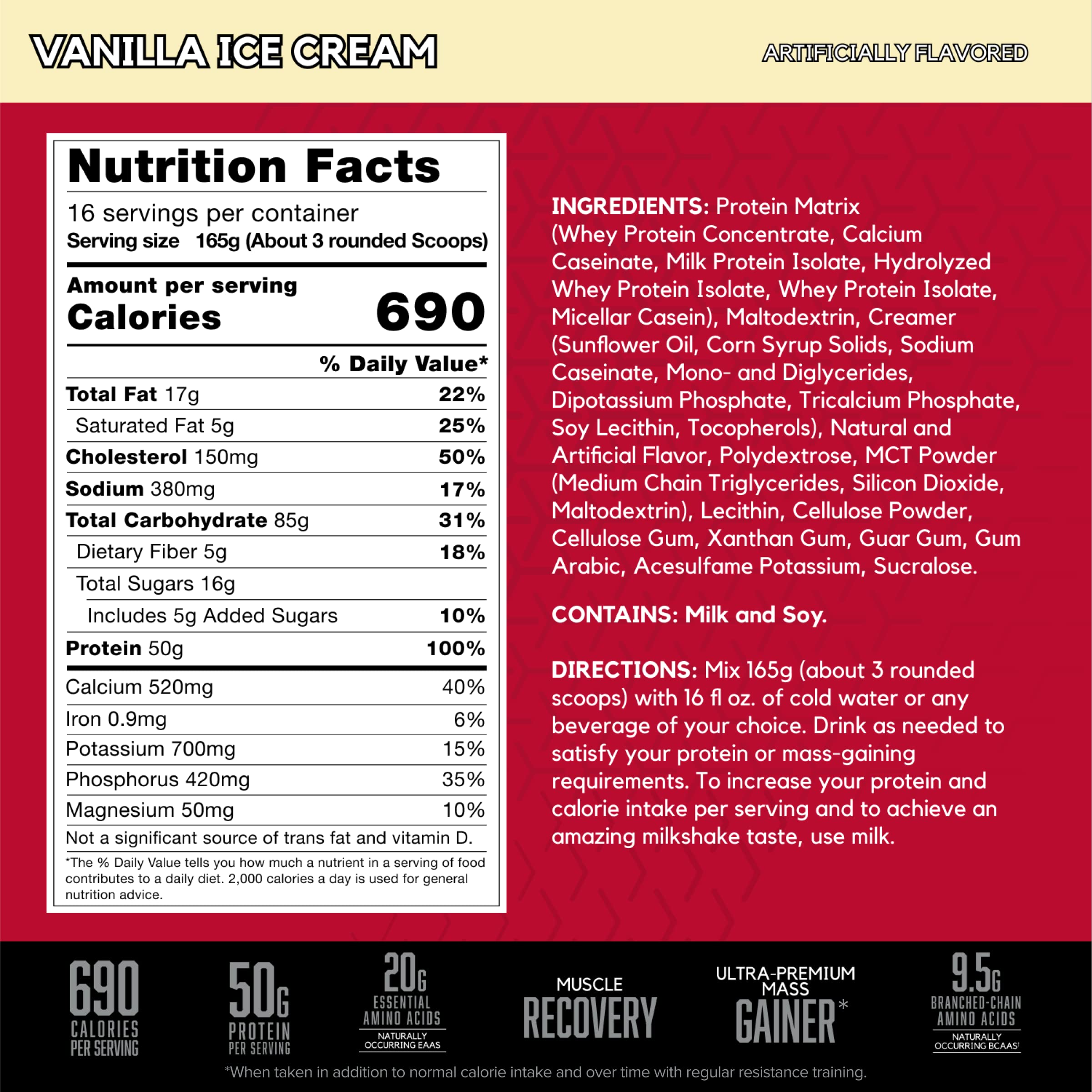 BSN TRUE-MASS nutrition facts label highlighting 700 calories per serving