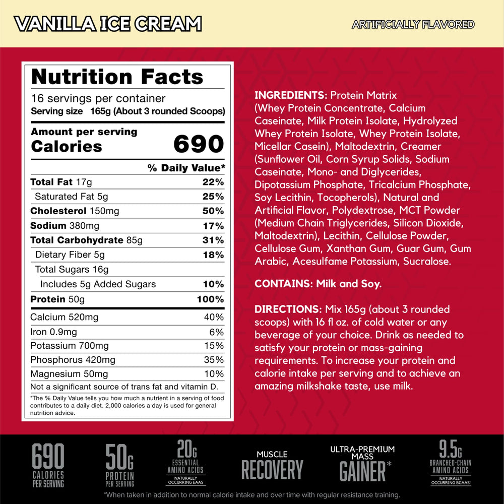 BSN TRUE-MASS nutrition facts label highlighting 700 calories per serving