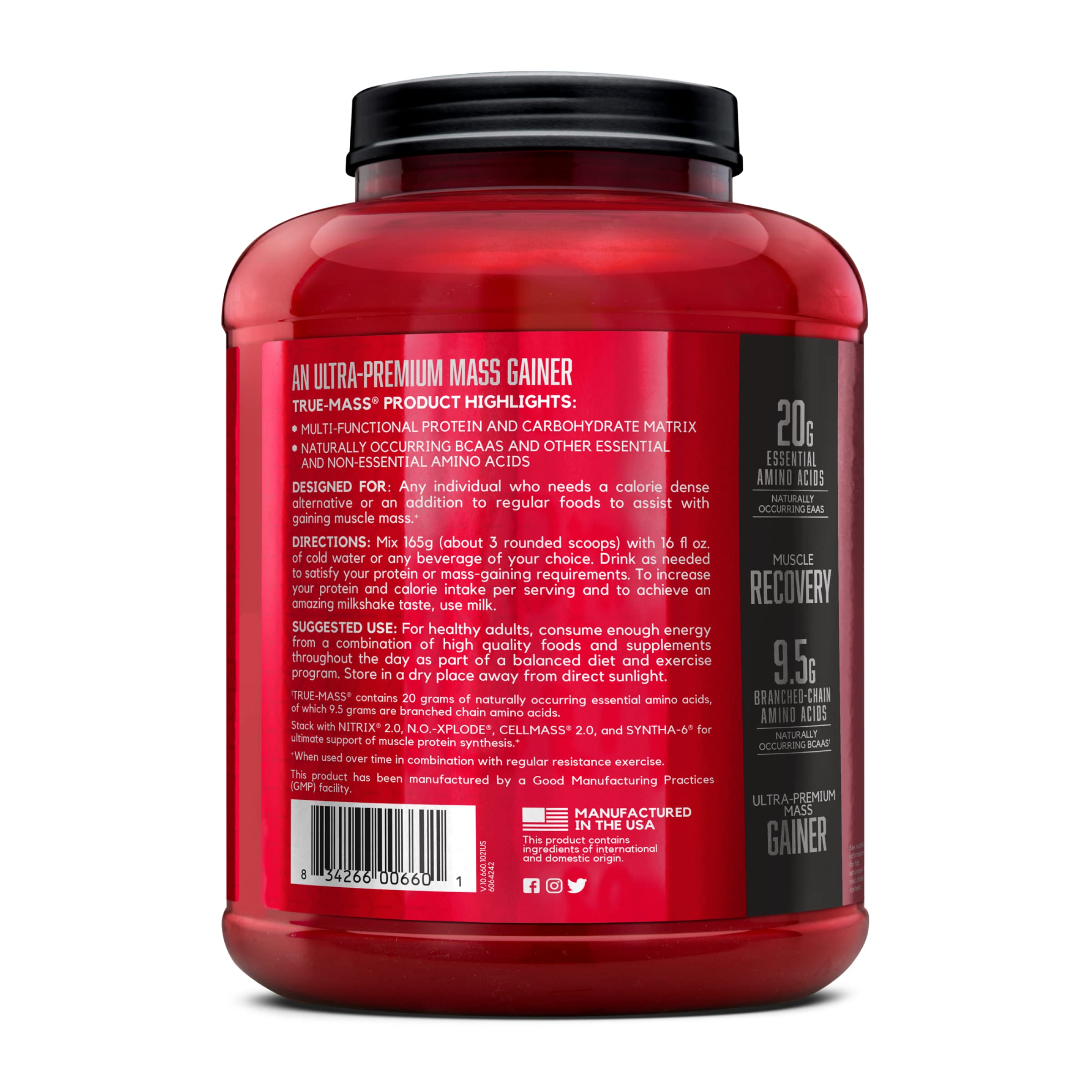 BSN TRUE-MASS post-workout mix being prepared on a countertop