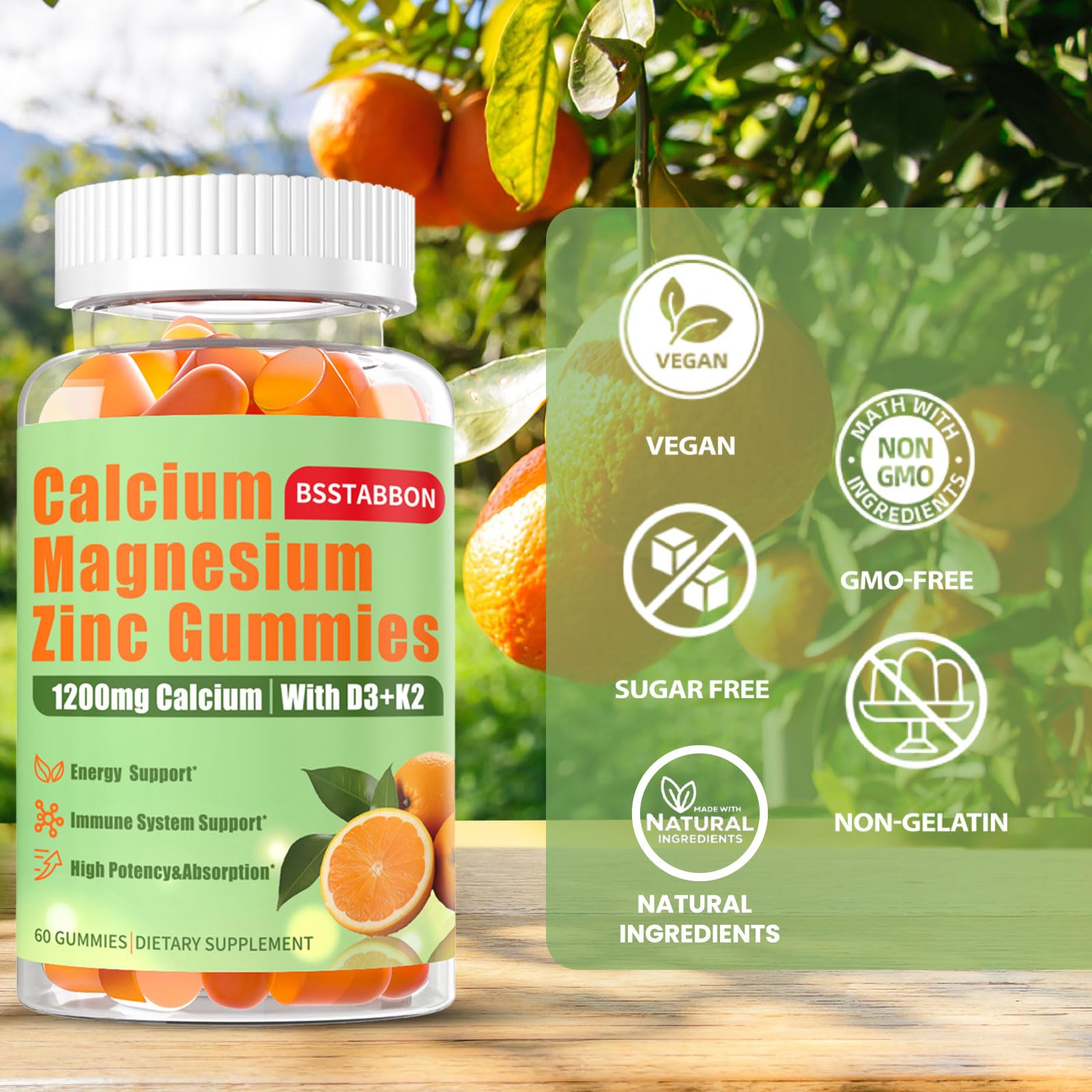 BSSTABBON orange flavor gummies ready to take daily