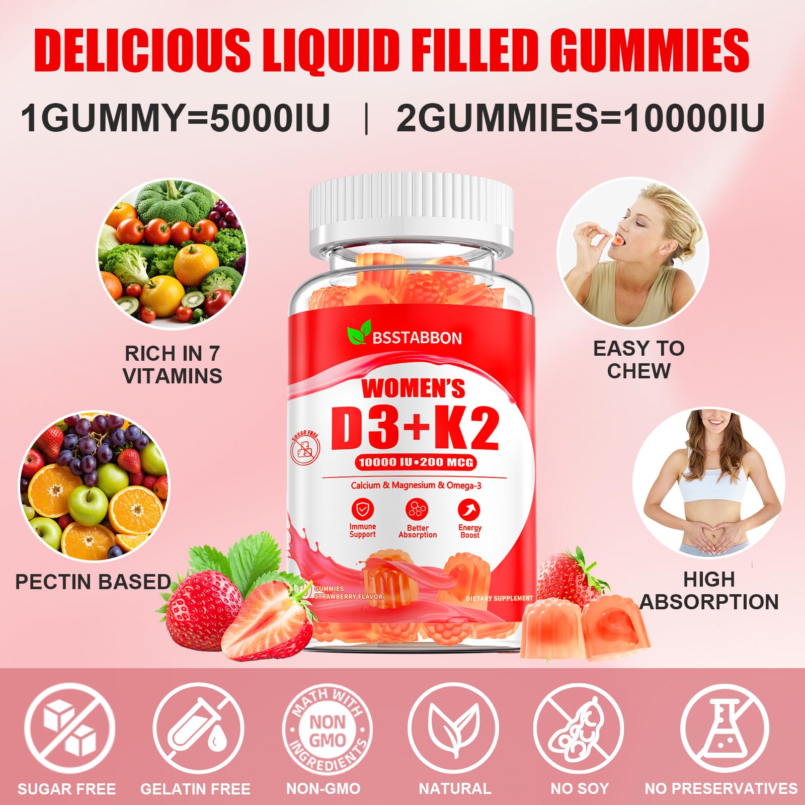 Gummies with vegan, gluten-free claim and monk fruit sweetness
