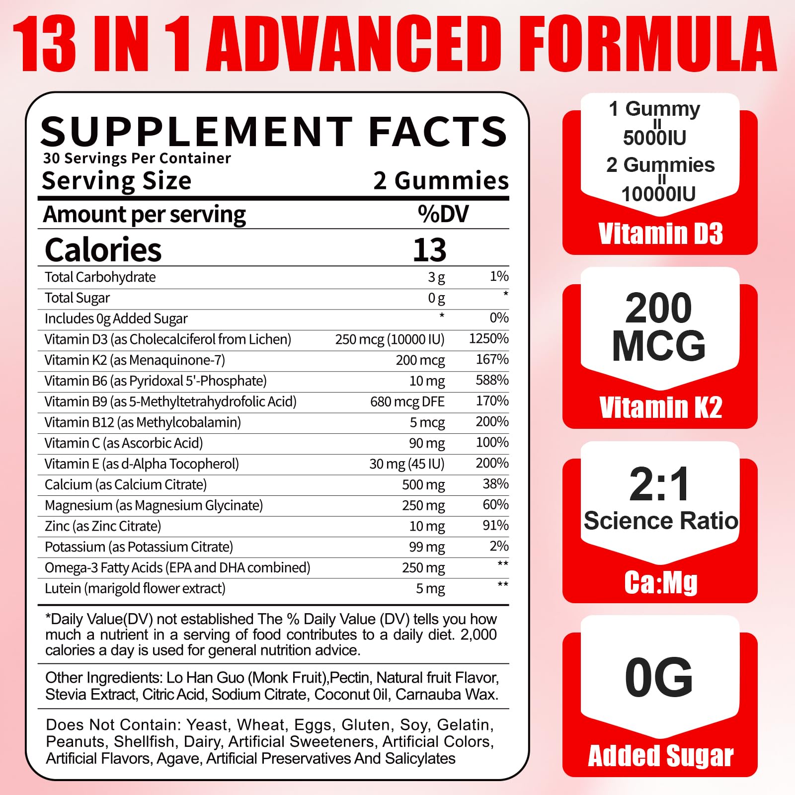 Strawberry-flavored BSSTABBON gummies highlighting vegan D3 K2 benefits