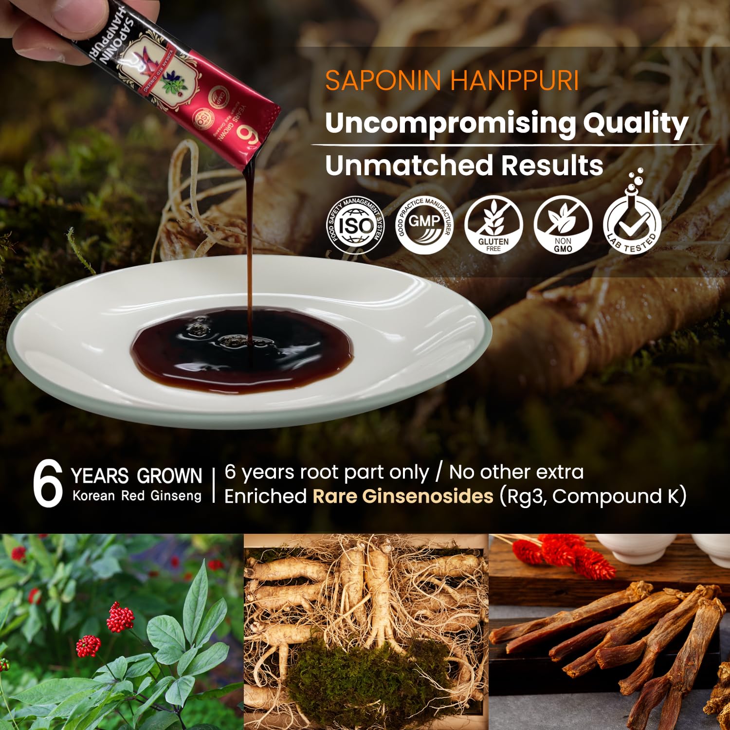 BTGIN Saponin Hanppuri packet collection emphasizes convenient daily sachets for on-the-go wellness.