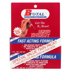 B Total Sublingual B12 bottle shown for fast energy support.
