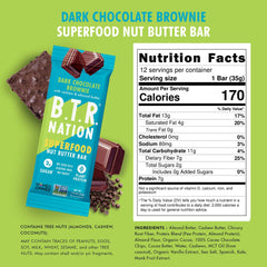 B.T.R Nation Keto Superfood Bar brownie recharge serving, dense texture for a satisfying bite.