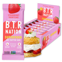 B.T.R. Nation Strawberry Shortcake bar pack, keto-friendly plant-based snack.