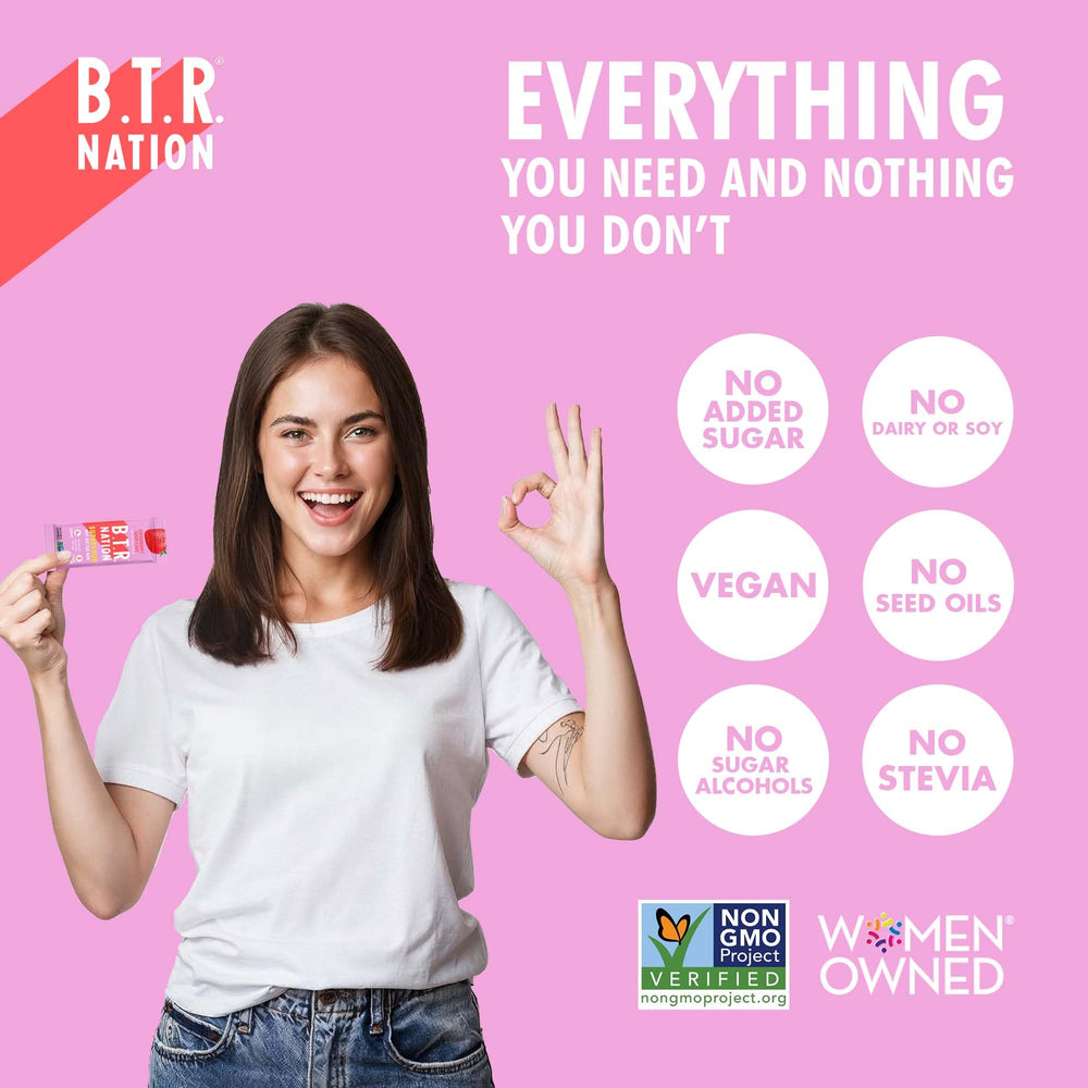 Women-owned, mission-driven brand image of B.T.R. Nation snack.