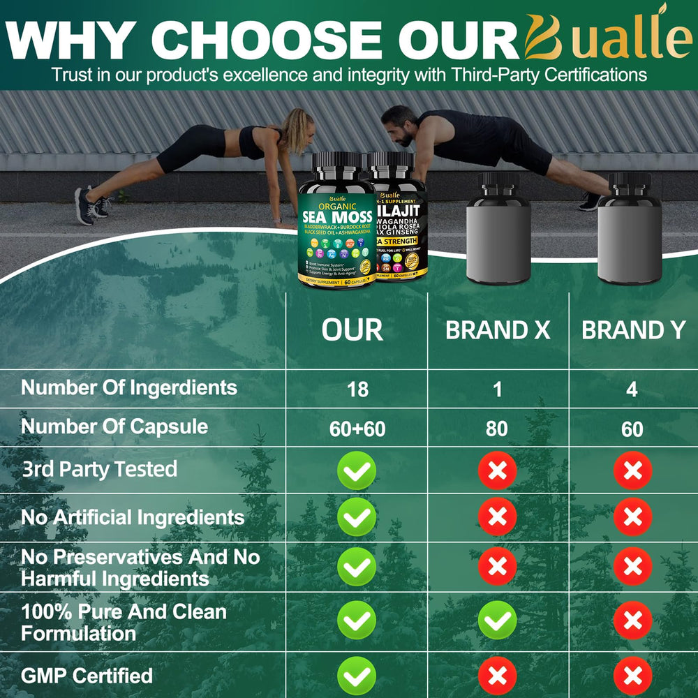 Bualle cordyceps ginkgo nettle capsules image hinting immune and gut health support