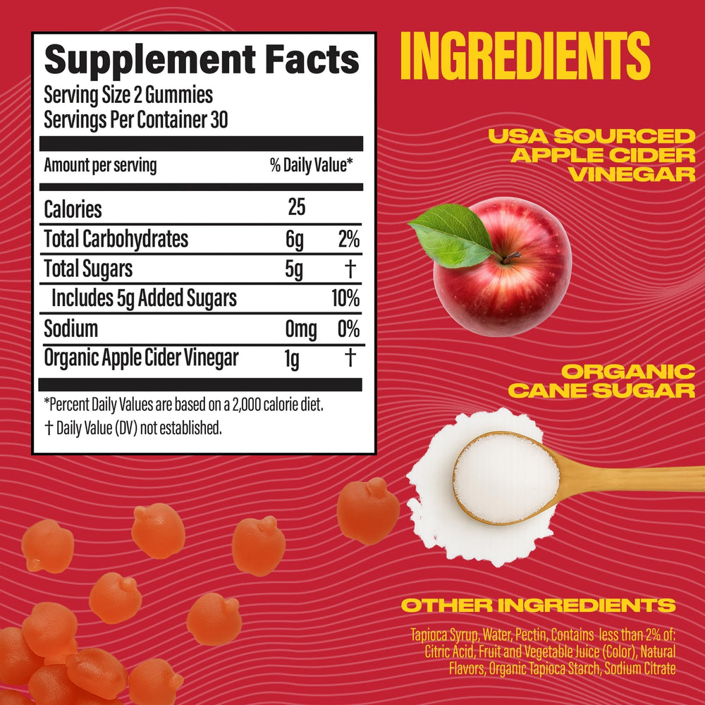 BUBS Naturals ACV gummies being poured for convenient on-the-go energy support