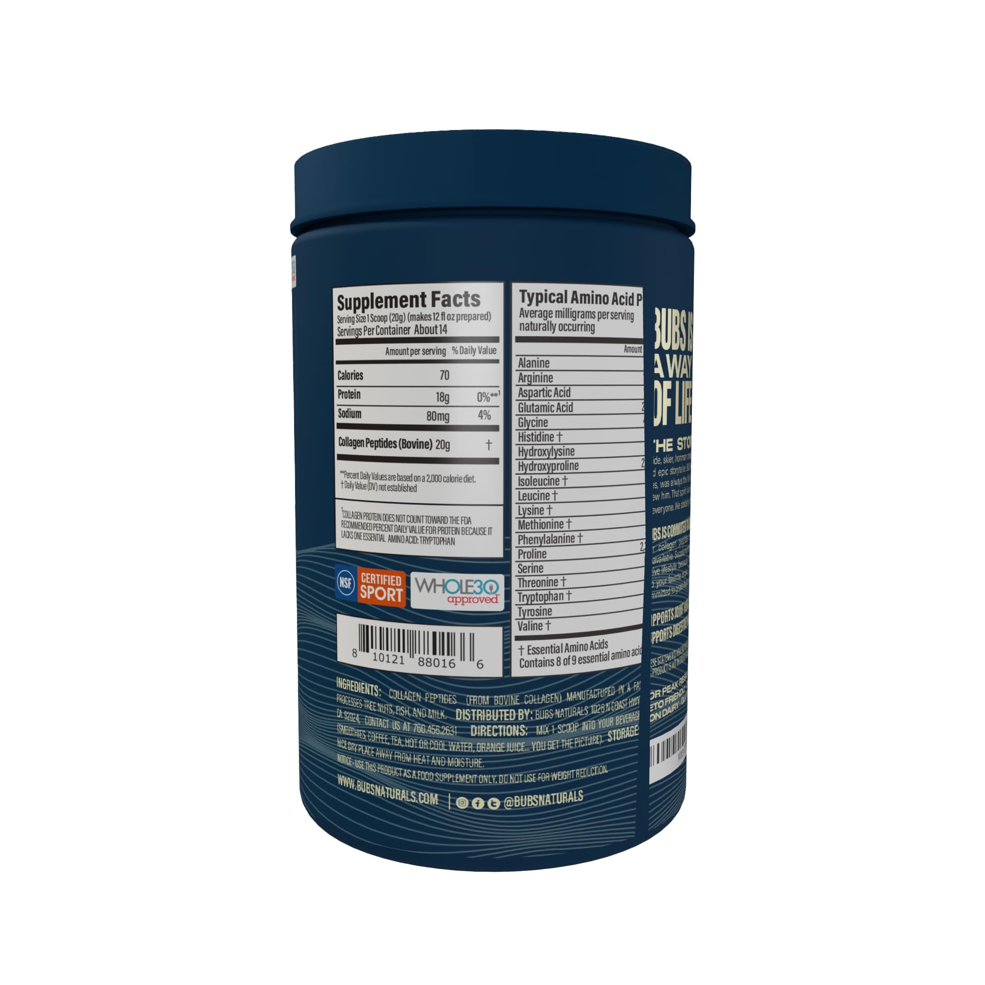 BUBS Naturals collagen peptides added to a protein shake for extra protein