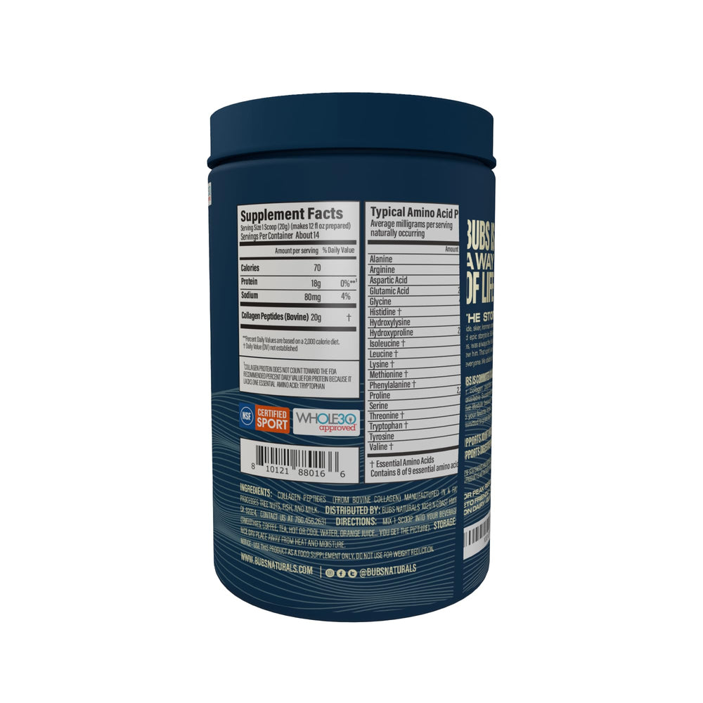 BUBS Naturals collagen peptides added to a protein shake for extra protein