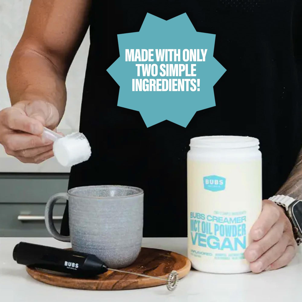 BUBS Naturals MCT Oil Powder in tea blending smoothly.