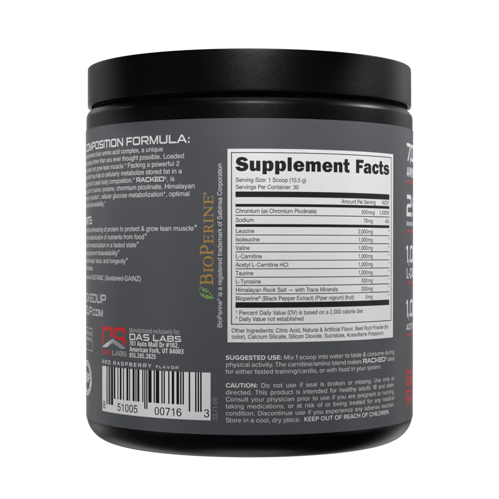 Bucked Up BCAA RACKED mixed drink in glass after training.