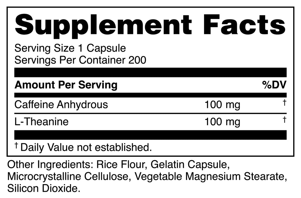 Bucked Up Caffeine with L-Theanine capsules ready for daily use and convenience.