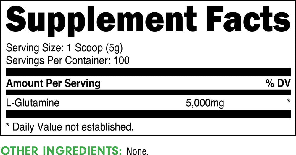 Bucked Up L-Glutamine unflavored powder being poured for a smooth blend.
