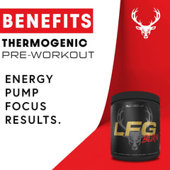 Pouring Bucked Up LFG berry powder into shaker for sustained endurance.