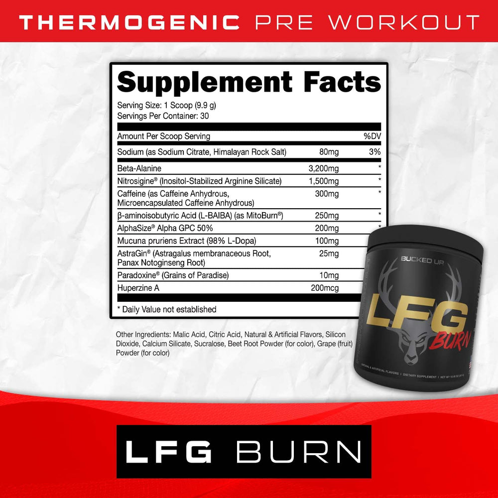 Bucked Up LFG berry scoop for quick, precise pre-workout serving.