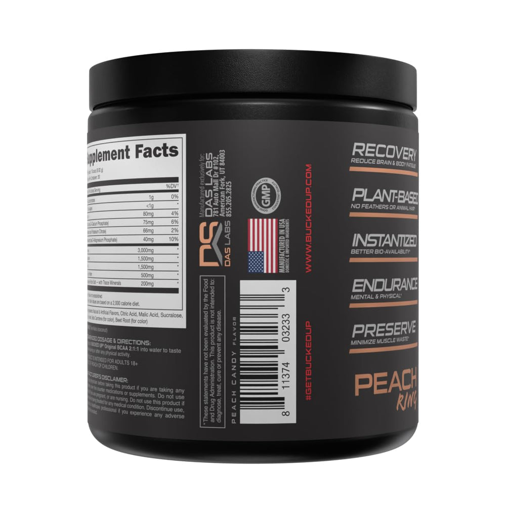 Bucked Up Original BCAA Apple Jacked tub offers 30 servings for steady training.