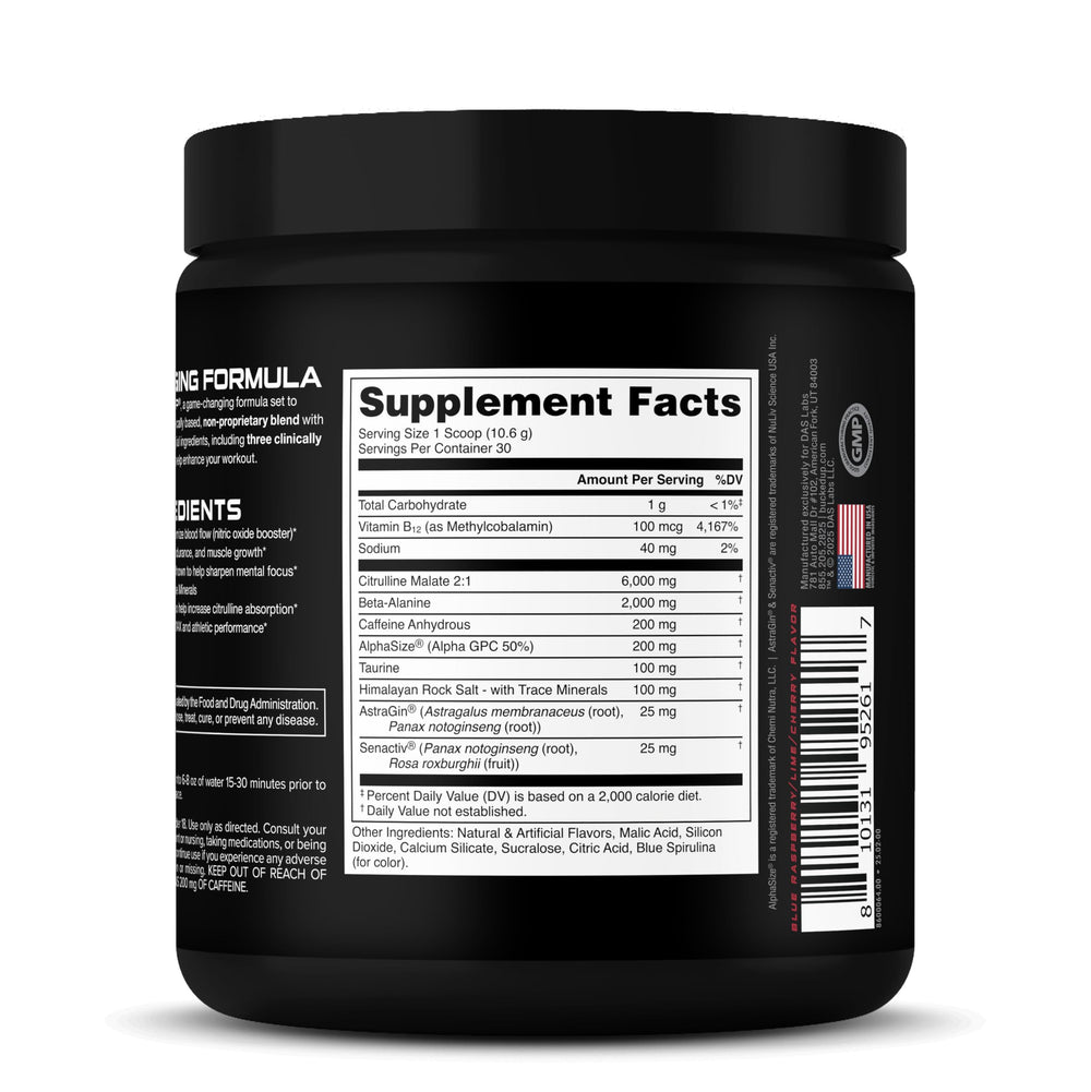Bucked Up preworkout label detailed image emphasizes transparent formula and no blends.