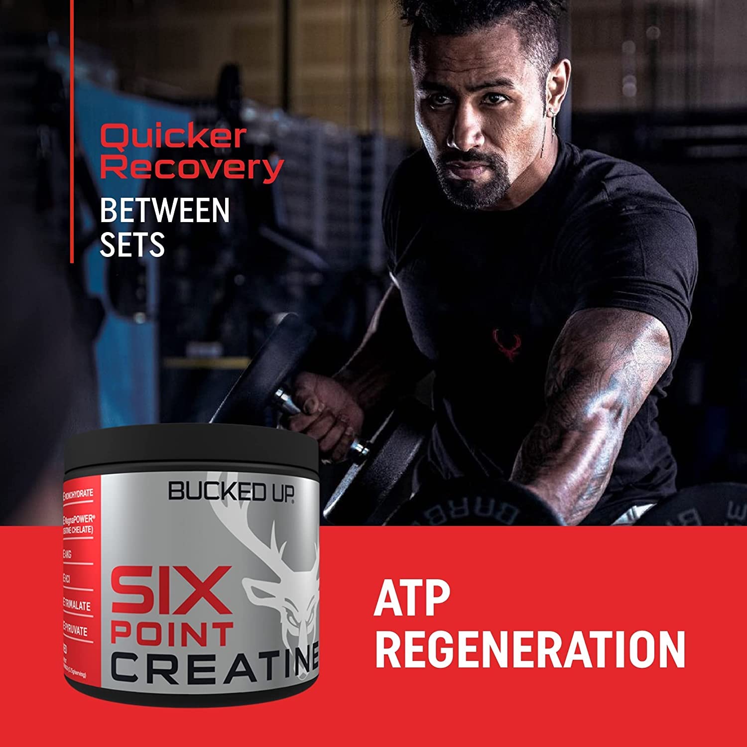 Bucked Up Six Point Creatine mixing into liquid for pre or post workouts