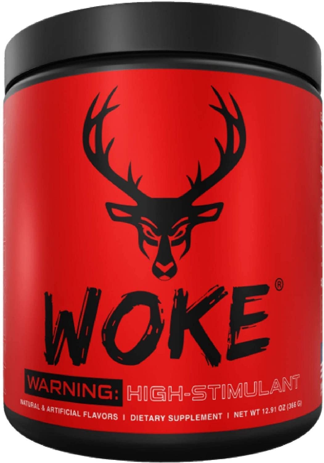 Bucked Up WOKE pre-workout strawberry kiwi bottle ready for a high-energy session