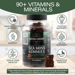Bucklebury Sea Moss Gummies close-up showing chewy texture for easy dosing