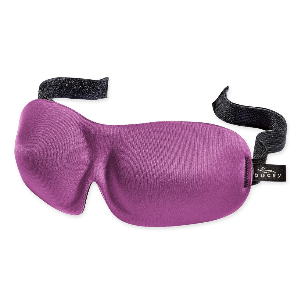 Bucky 40 Blinks eye mask in orchid blocks light for travel comfort.