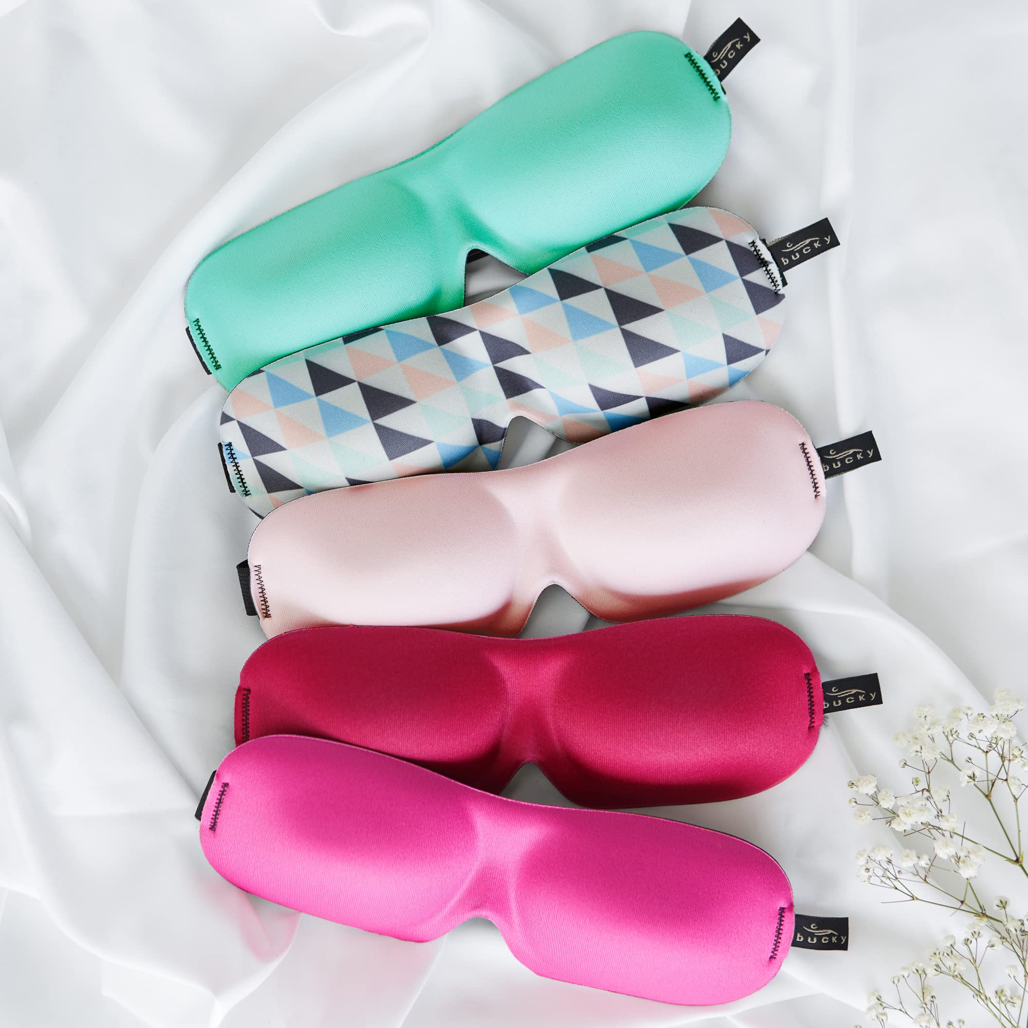Bucky makeup-safe eye mask prevents smudging during wear.