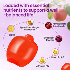 bucolicoBuy gummies serving close-up highlighting beet root and pomegranate flavors.