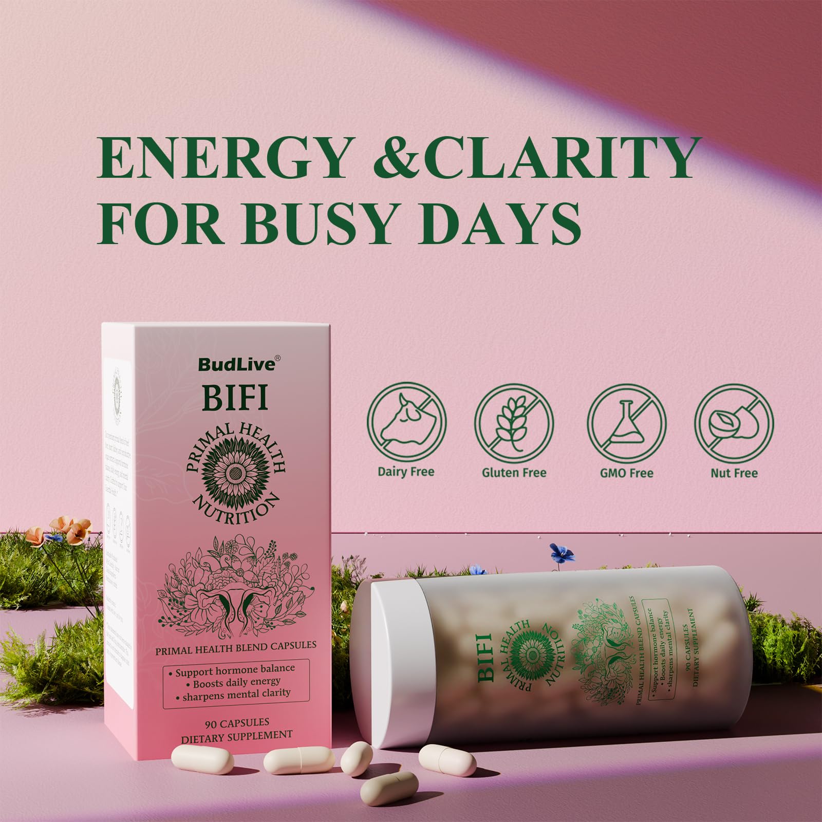 BudLive Beef Organ Bottle; easy daily two-capsule routine.