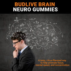 BudLive Neuro Focus gummies closeup emphasizing chewy texture.