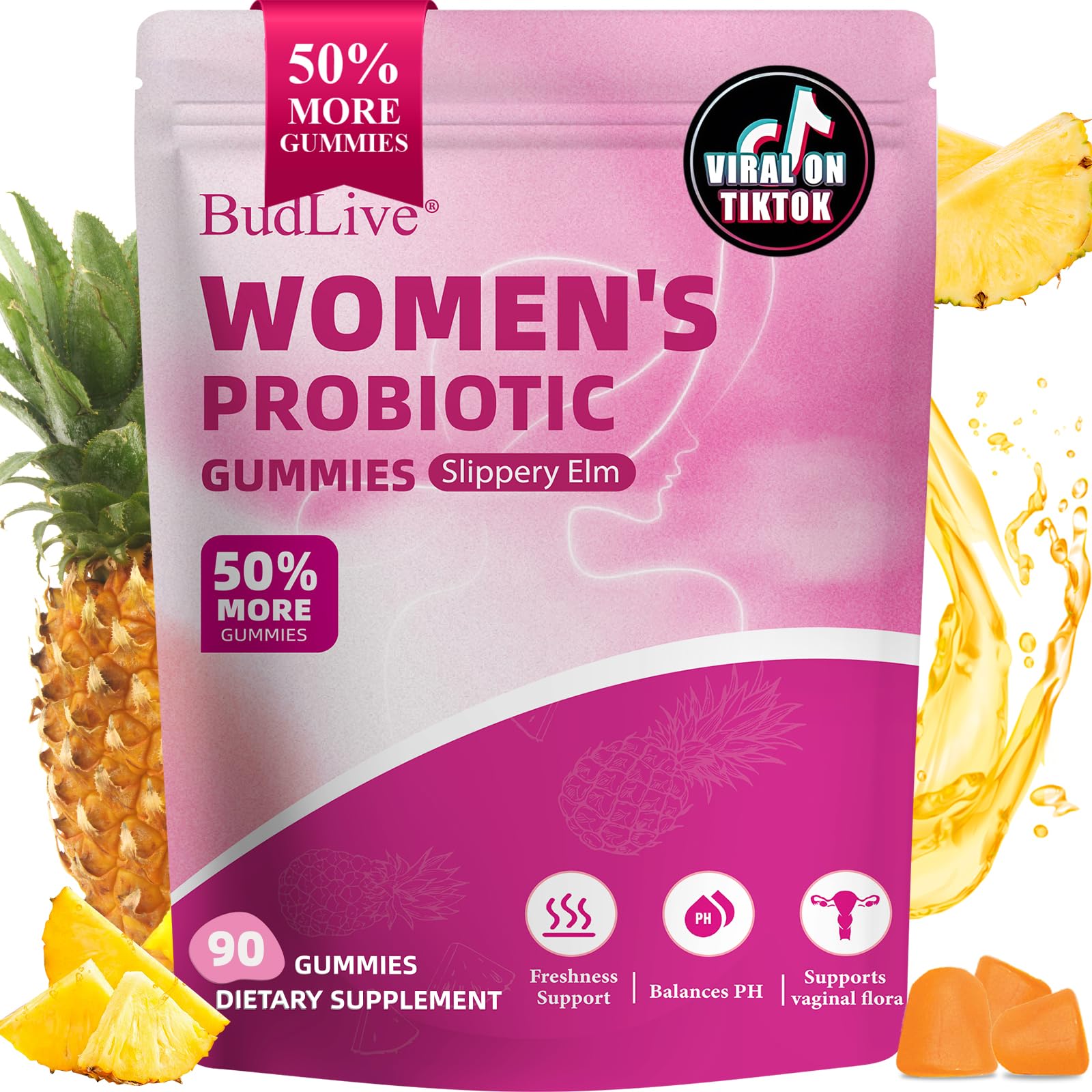 BudLive Vaginal Probiotics Gummies packaging for convenient daily use.