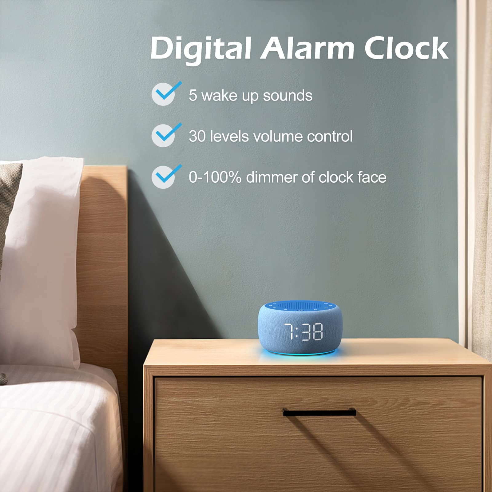 BUFFBEE built-in 5W speaker delivers clear sound to mask interruptions.