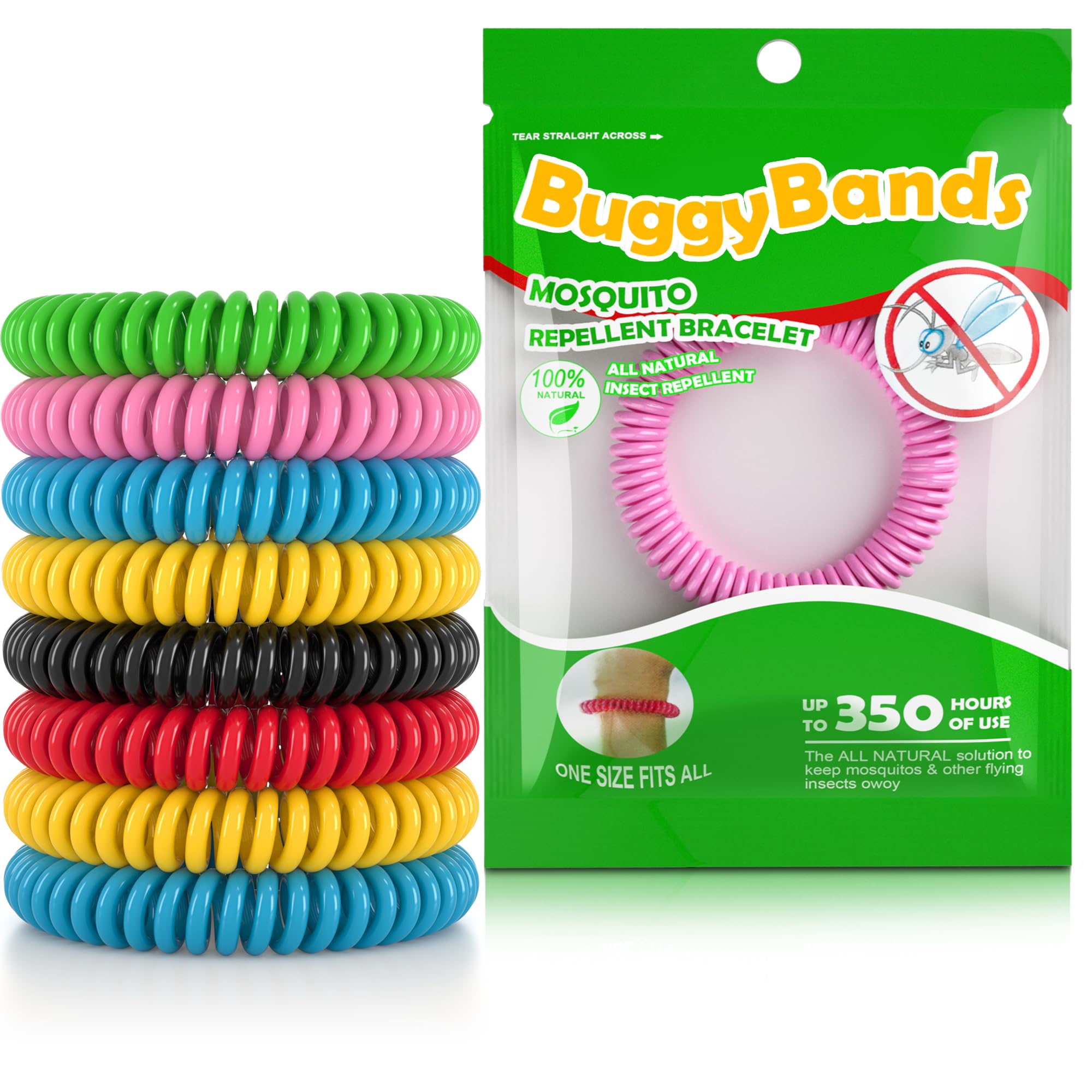 BuggyBands colorful pack bracelets for outdoor activities with natural oils