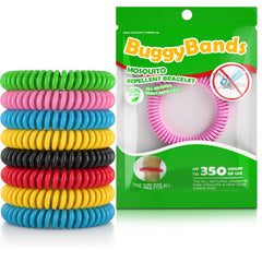BuggyBands colorful pack bracelets for outdoor activities with natural oils