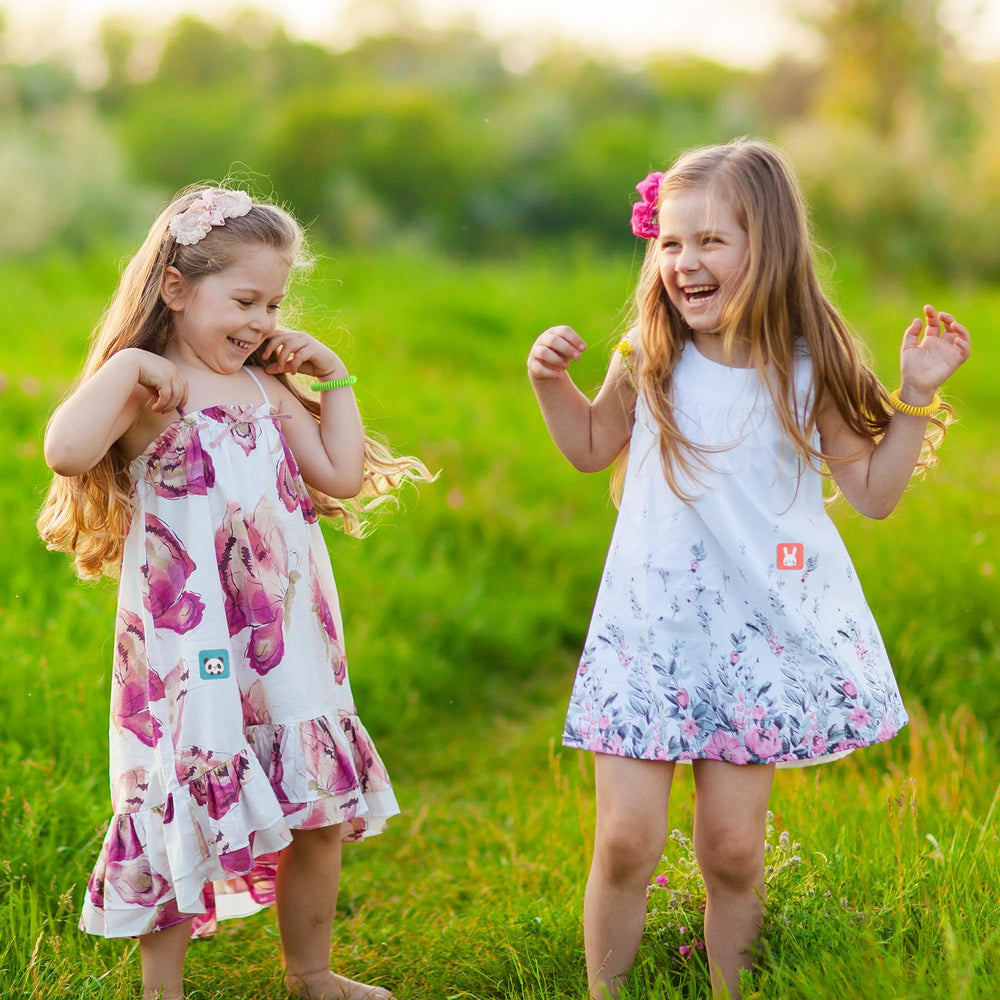 BuggyBands mosquito bracelets six-pack worn by child, lightweight and skin-friendly.