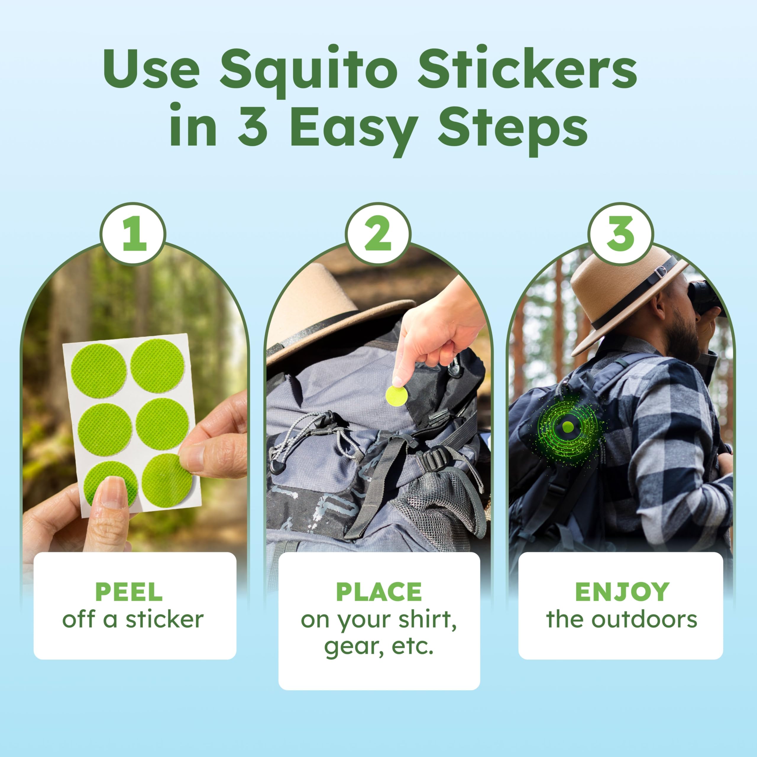 BugMD Squito Stickers packaging shows natural citronella and simple application