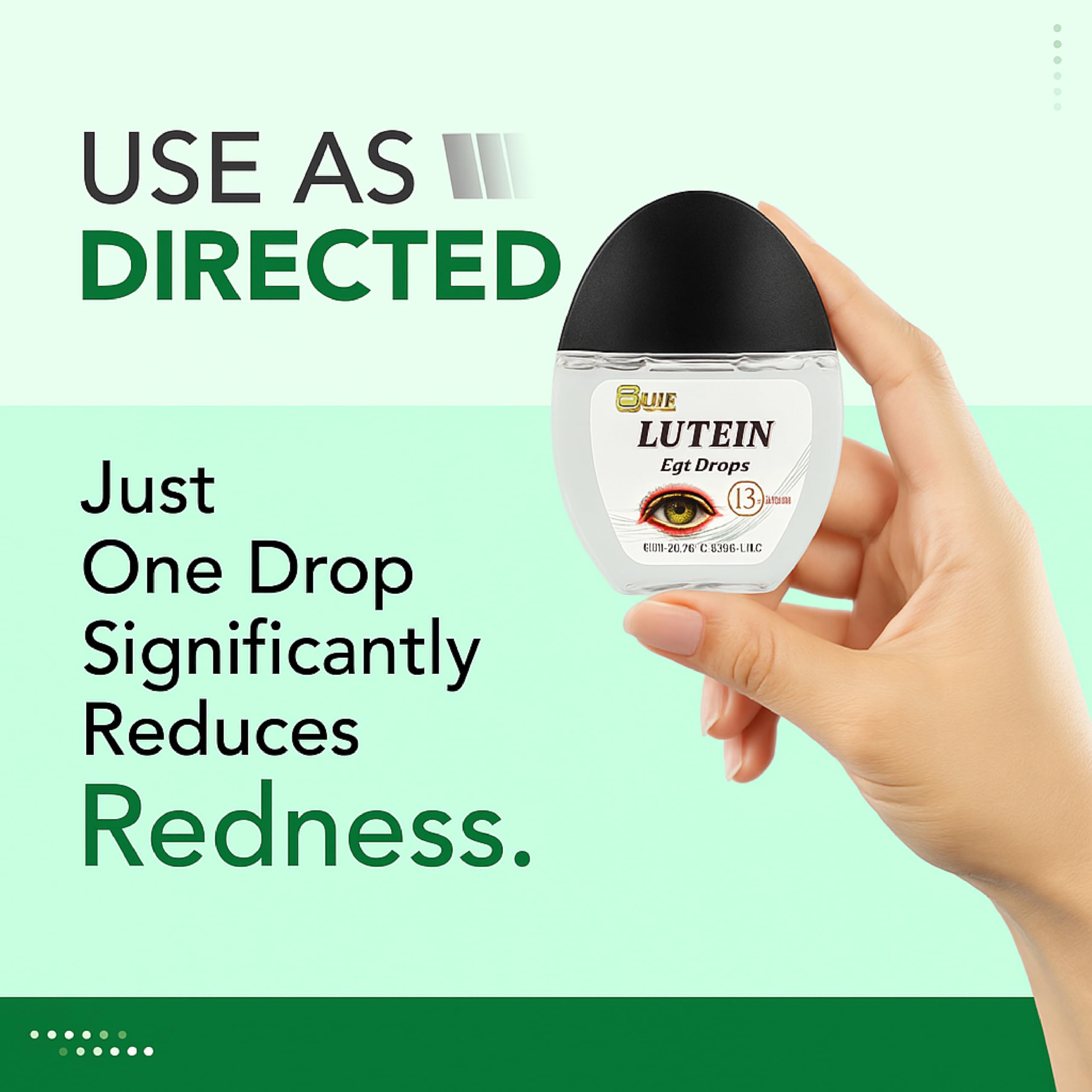 Close-up of the Lutein Eye Drops dropper for precise application