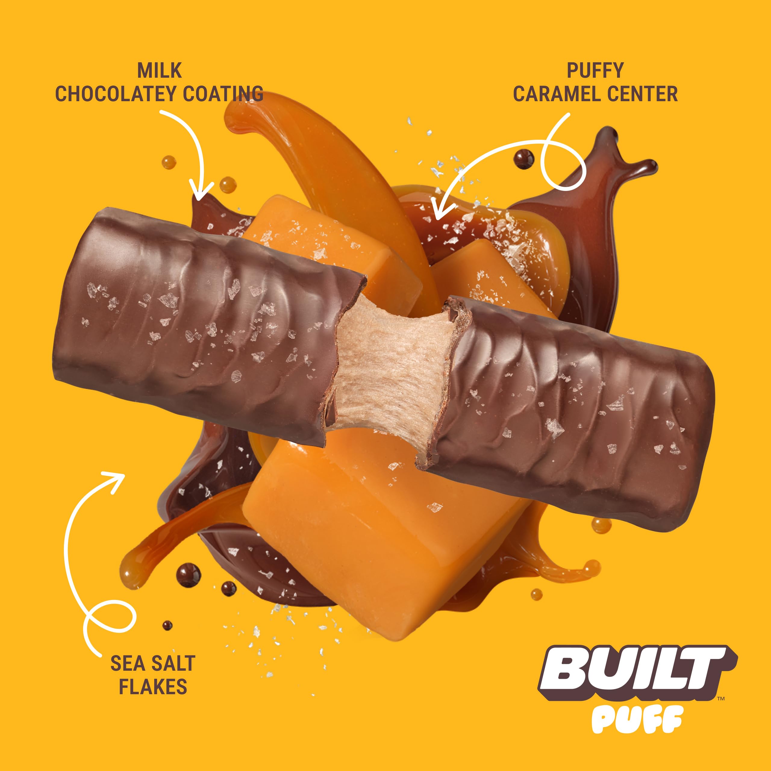 Built Bar Puff gluten-free bar held in hand as a quick snack option.