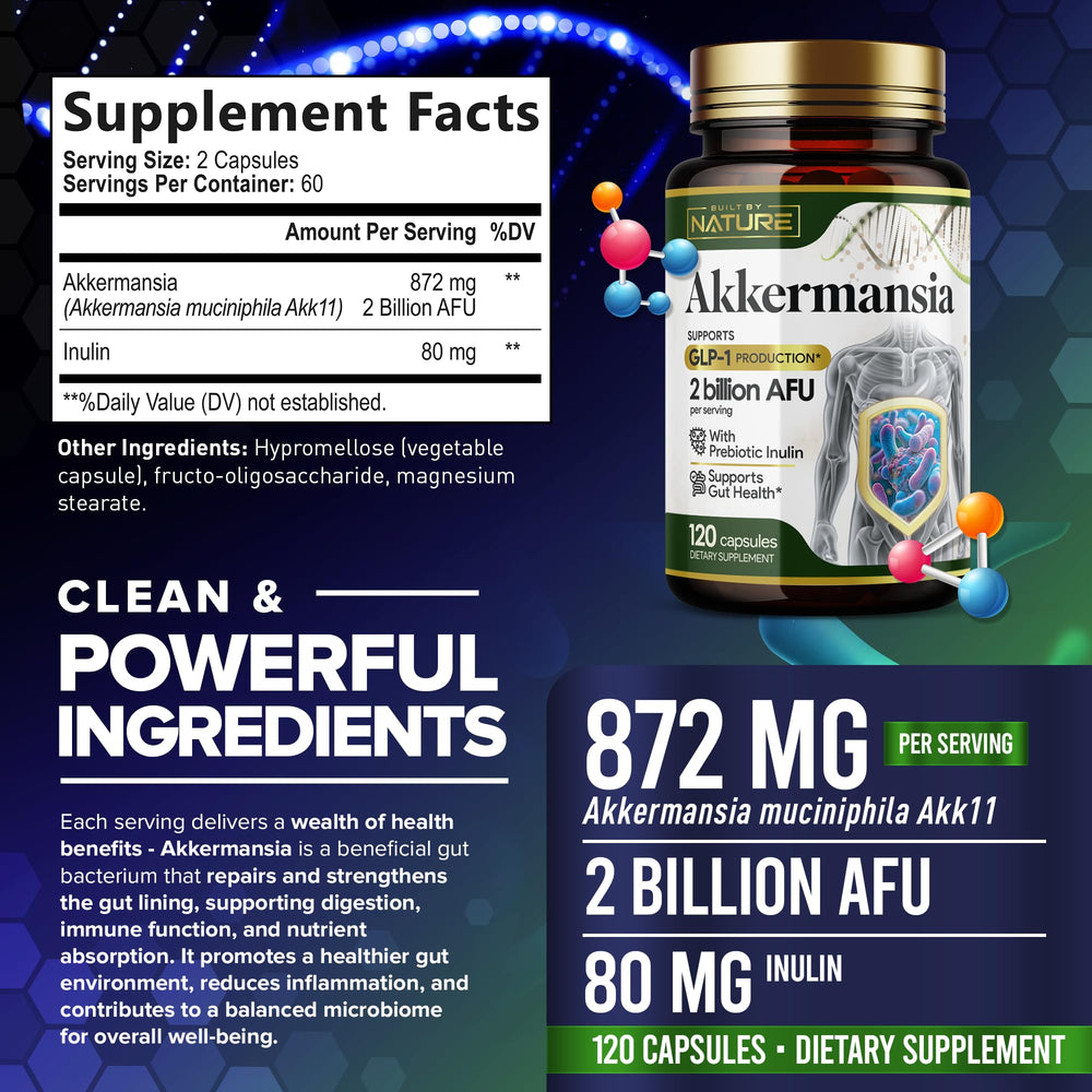 Pouring Built by Nature Akkermansia capsules into a glass for use.