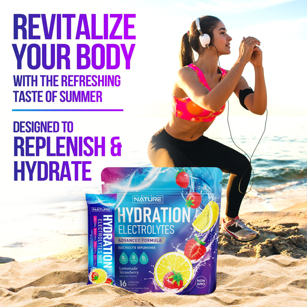 Built by Nature electrolytes strawberry lemonade stick with vitamin C and zinc note