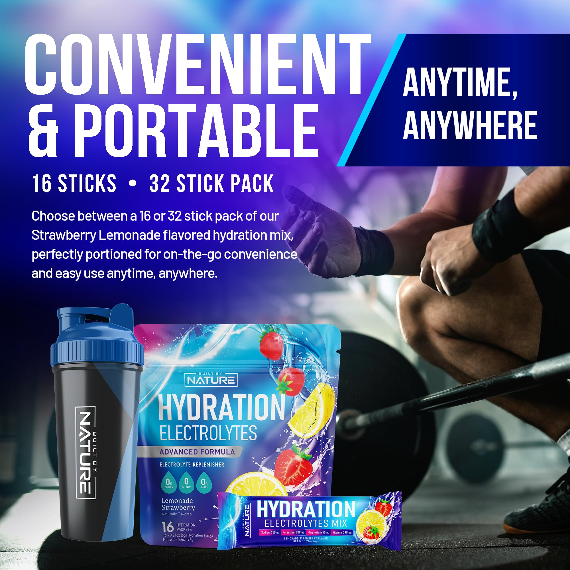 Built by Nature electrolytes stick close-up shows flavor and texture