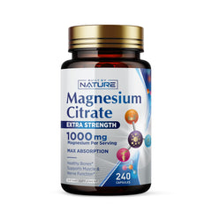 Built By Nature Magnesium Citrate bottle with 240 capsules for daily wellness.