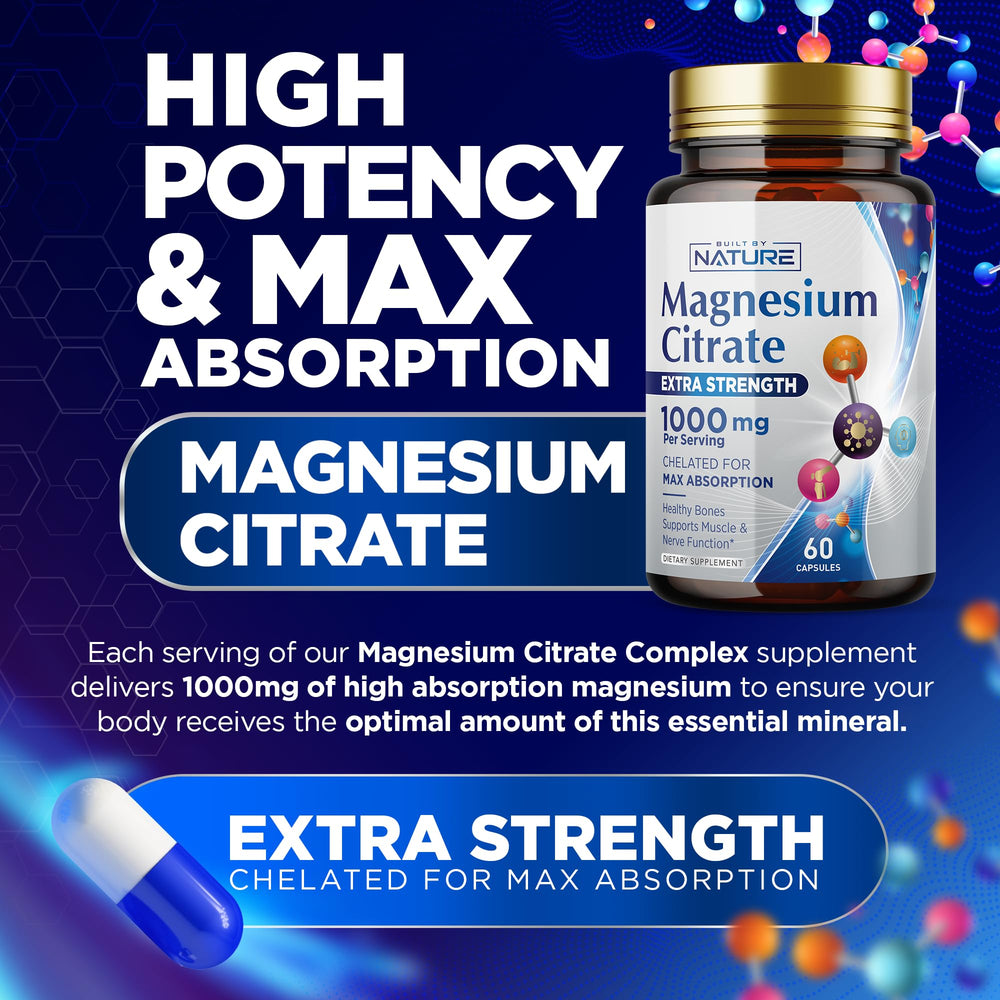 Close-up of high-potency magnesium citrate capsules designed for efficient absorption.