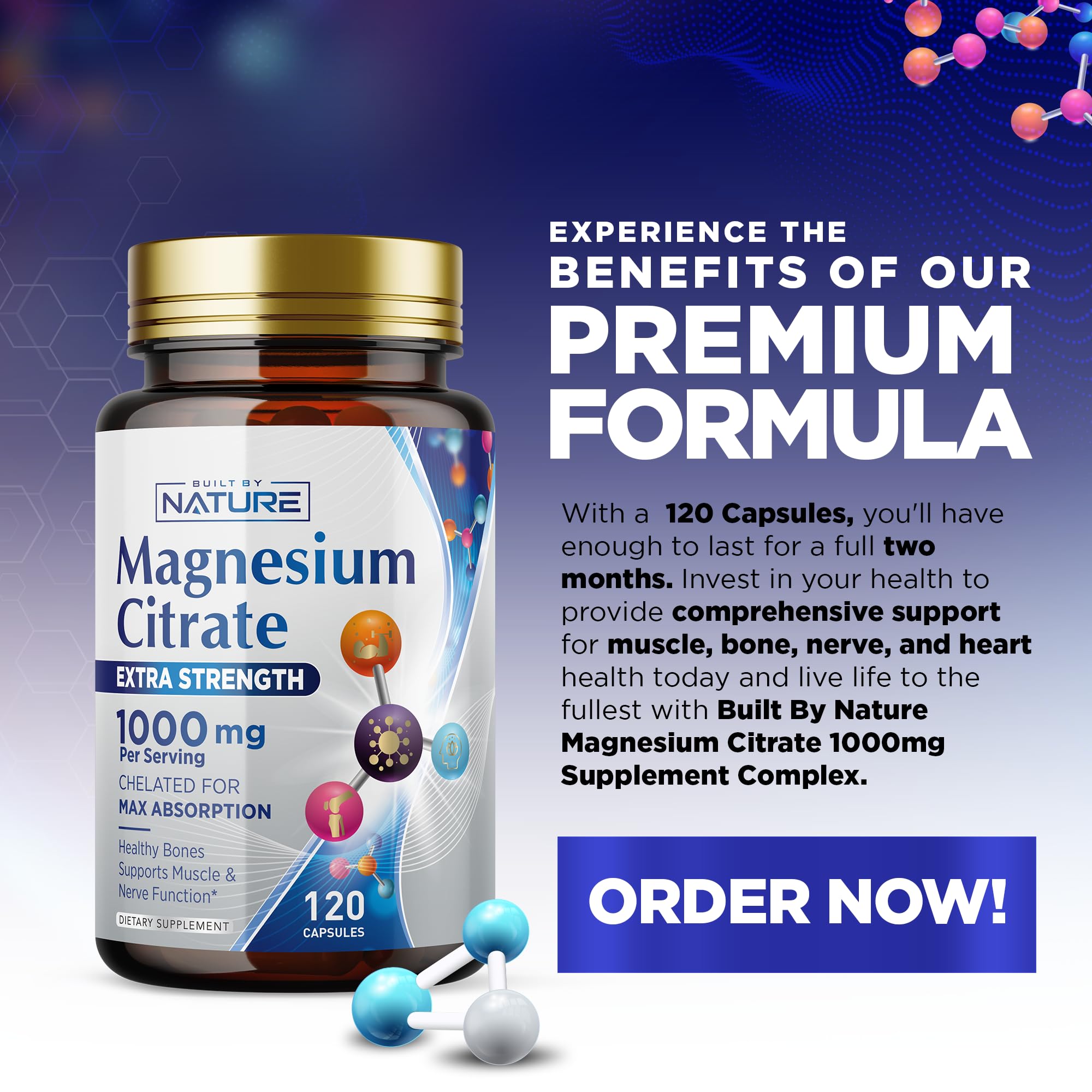 Bottled in the USA with GMP for Built By Nature Magnesium Citrate production