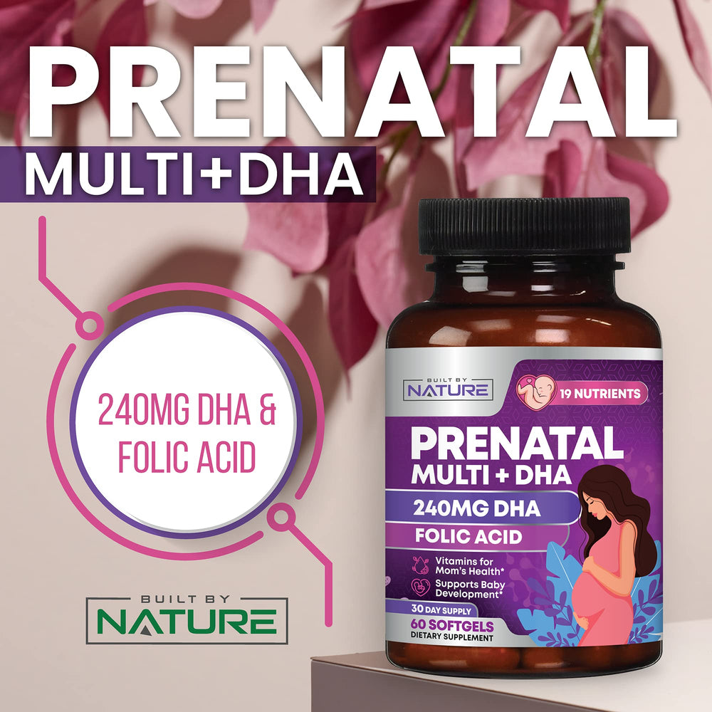 Built by Nature Prenatal bottle and label emphasizing comprehensive vitamin profile.